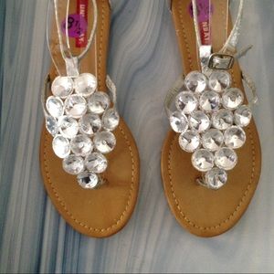 Jewel sandals with ankle strap